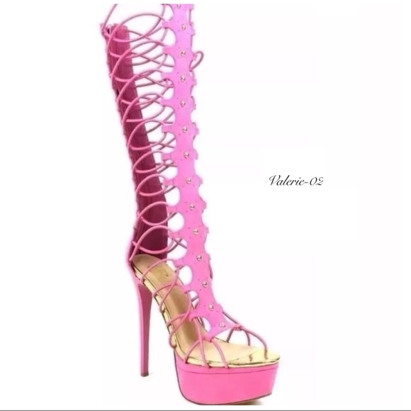 Women’s open toe knee high Stiletto sandals - Picture 3 of 7